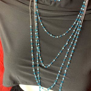 TURQUOISE LIGHT NECKLACE EARRING SET